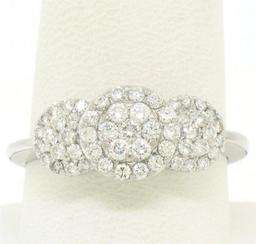 14k White Gold F VS2 1.25 ctw Triple Cluster Round Brilliant Diamond Band Ring