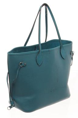 Louis Vuitton Teal Blue Epi Leather Neverfull MM Tote Bag