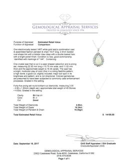 16.34 ctw Opal And Diamond Pendant & Chain - 14KT White Gold