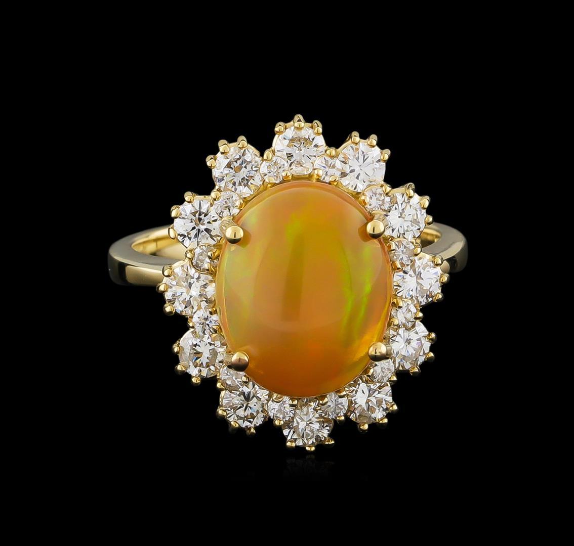 2.55 ctw Opal and Diamond Ring - 14KT Yellow Gold