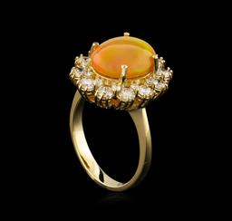 2.55 ctw Opal and Diamond Ring - 14KT Yellow Gold