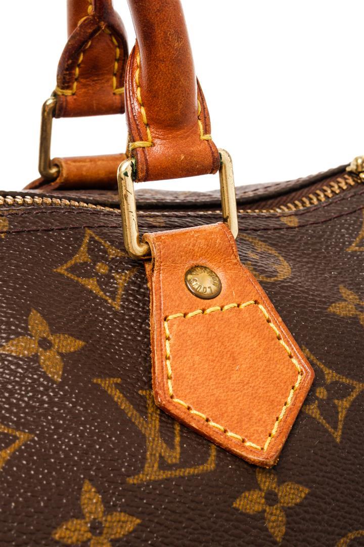 Louis Vuitton Brown Monogram Canvas Leather Speedy 30 Satchel Bag