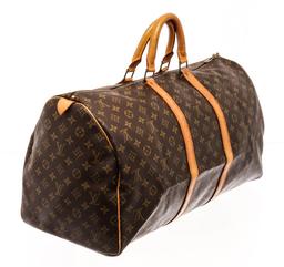 Louis Vuitton Brown Monogram Canvas Keepall 55 Travel Bag