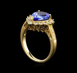 14KT Yellow Gold 2.86 ctw Tanzanite and Diamond Ring