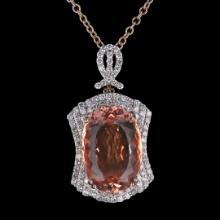 23.99 ctw Morganite and 1.98 ctw Diamond 14K Rose Gold Pendant/Necklace