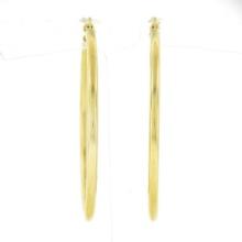 NEW Classic Solid 14K Yellow Gold 1.55" Plain Polished Round Hoop Snap Earrings