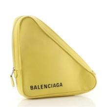 Balenciaga Triangle Pouch Leather Medium Yellow