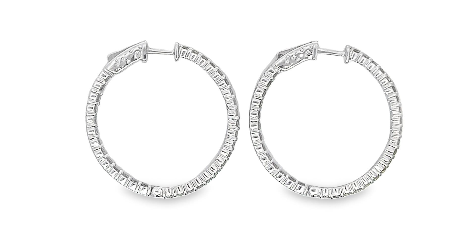 1.80 ctw Diamond Hoop Earrings - 14KT White Gold