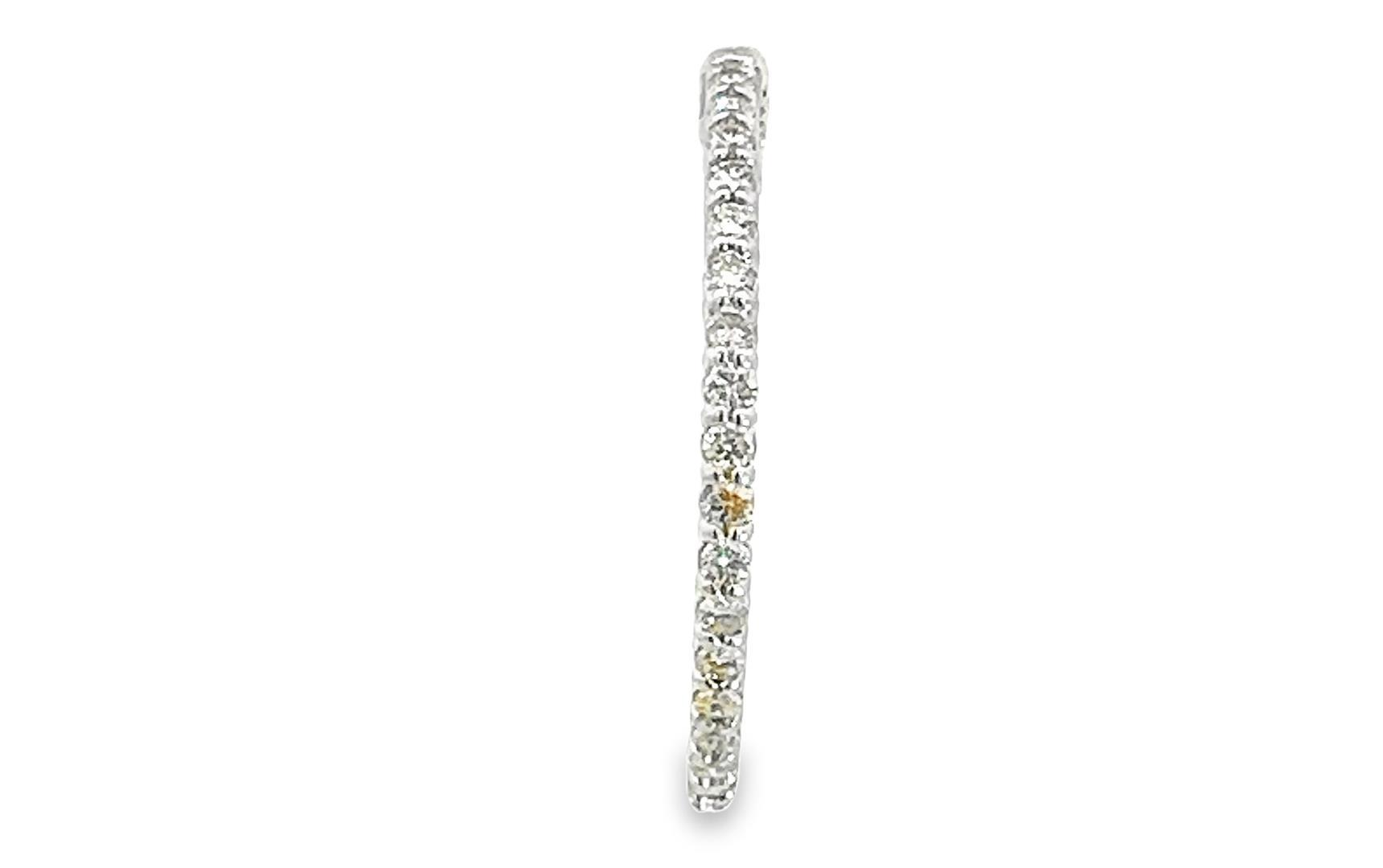 1.80 ctw Diamond Hoop Earrings - 14KT White Gold