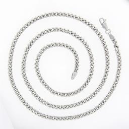 NEW Unisex Solid 14k White Gold 3.3mm 24" Miami Cuban Curb Link Chain Necklace