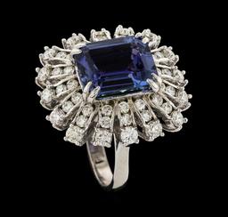 5.91 ctw Tanzanite and Diamond Ring - 14KT White Gold