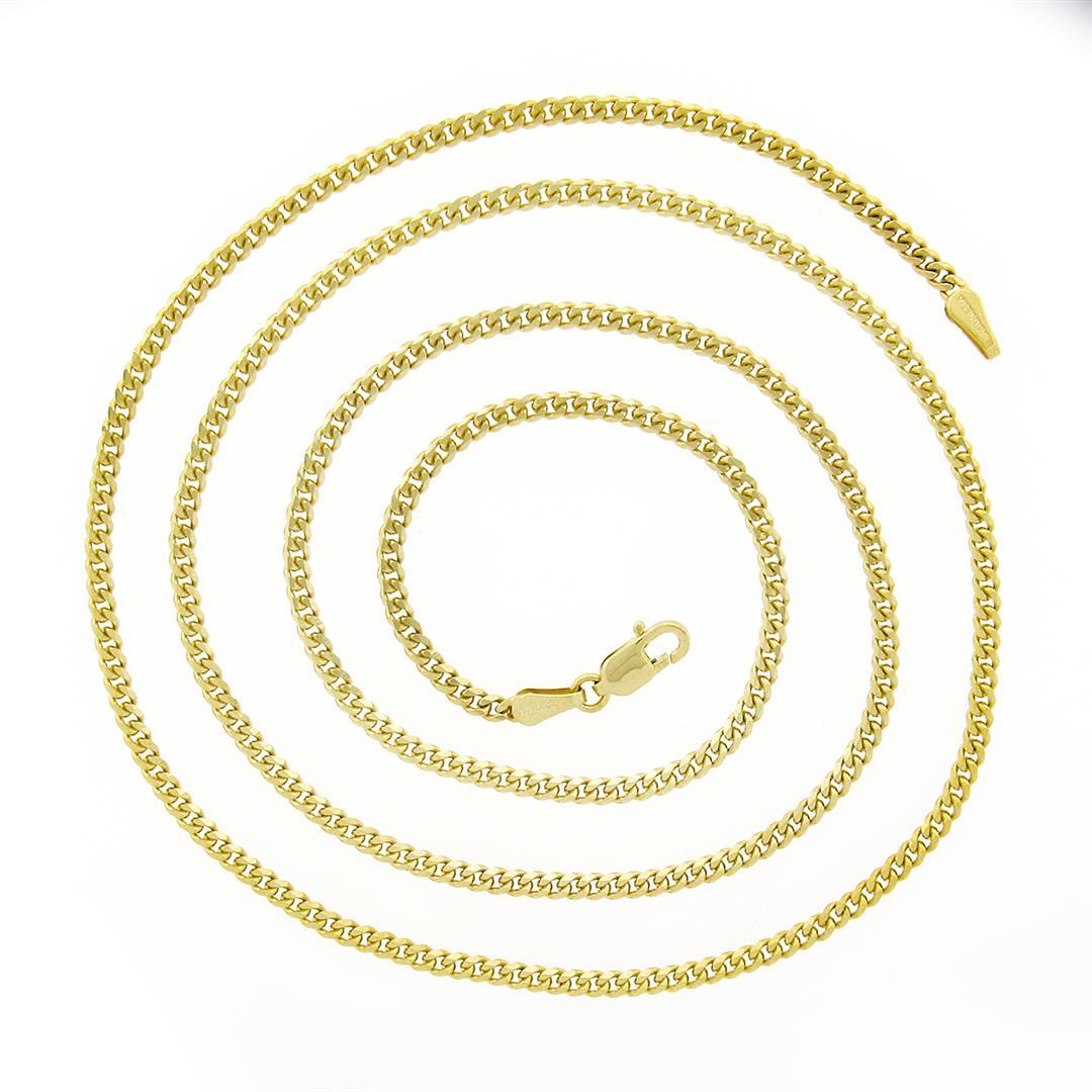 NEW Unisex Solid 14k Yellow Gold 22" Long 2.15mm Cuban Curb Link Chain Necklace