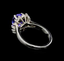 1.88 ctw Tanzanite and Diamond Ring - 14KT White Gold