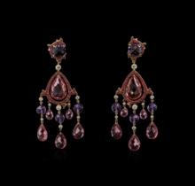 Ralph Lauren 54.06 ctw Multi Gemstone and Diamond Earrings - 18KT Rose Gold