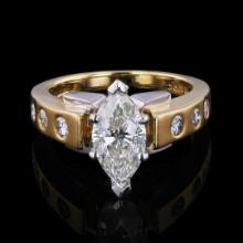 2.01 ctw SI2 CLARITY CENTER Diamond 18K Yellow and White Gold Ring (2.26 ctw Dia