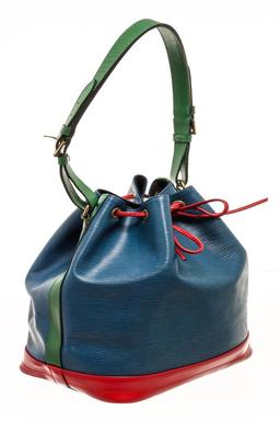 Louis Vuitton Blue Red And Green Epi Leather Noe Shoulder Bag