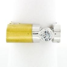 Cornelis Hollander Unique 18k TT Gold Dual Finish Round Diamond Domed Band Ring