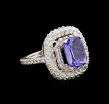 14KT White Gold 3.18 ctw Tanzanite and Diamond Ring