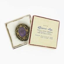 Antique Giovanni Apa 14K Gold Hand Carved Amethyst Cameo DETAILED Brooch Pendant