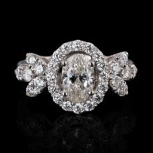 1.05 ctw CENTER Diamond 18K White Gold Ring (2.03 ctw Diamonds)