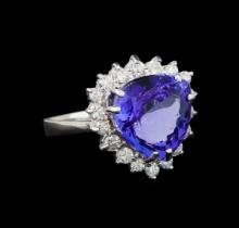 14KT White Gold 6.78 ctw Tanzanite and Diamond Ring