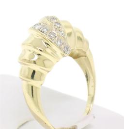 14k Solid Gold Twist Diamond Embellished Ladies Simple Yet Unique Cocktail Ring