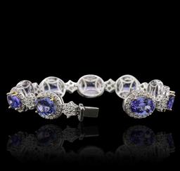 14KT Two-Tone Gold 25.74 ctw Tanzanite and Diamond Bracelet