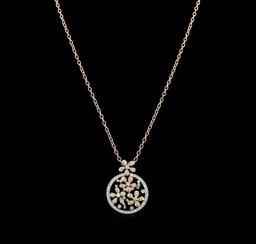 2.01 ctw Diamond Pendant With Chain - 14KT Tri Color Gold