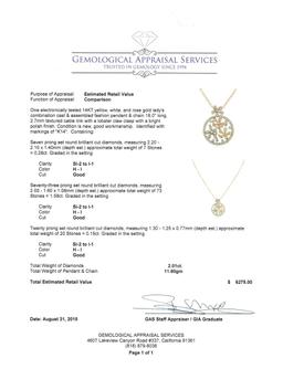 2.01 ctw Diamond Pendant With Chain - 14KT Tri Color Gold