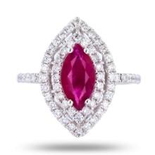 1.65 ctw Ruby and 1.01 ctw Diamond Platinum Ring