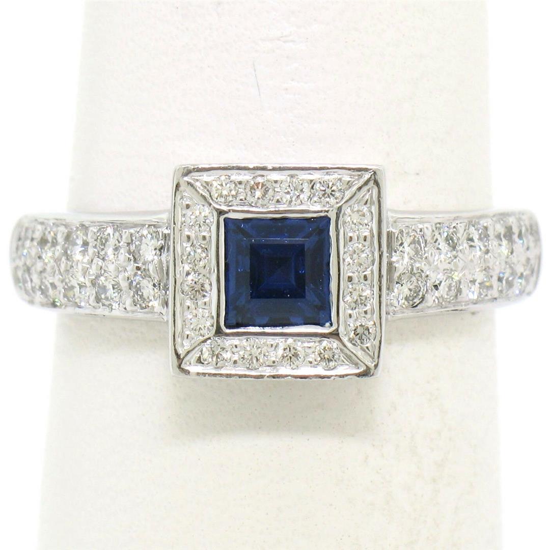 New Platinum Sapphire and Diamond Engagement Ring