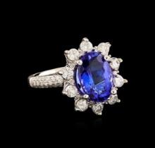 14KT White Gold 3.69 ctw Tanzanite and Diamond Ring