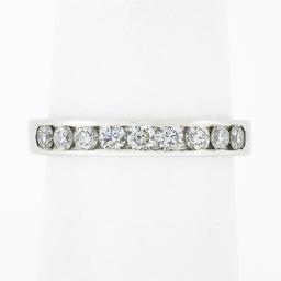 Classic 18k White Gold 0.54 ctw 9 Channel Set Round Diamond Wedding Band Ring