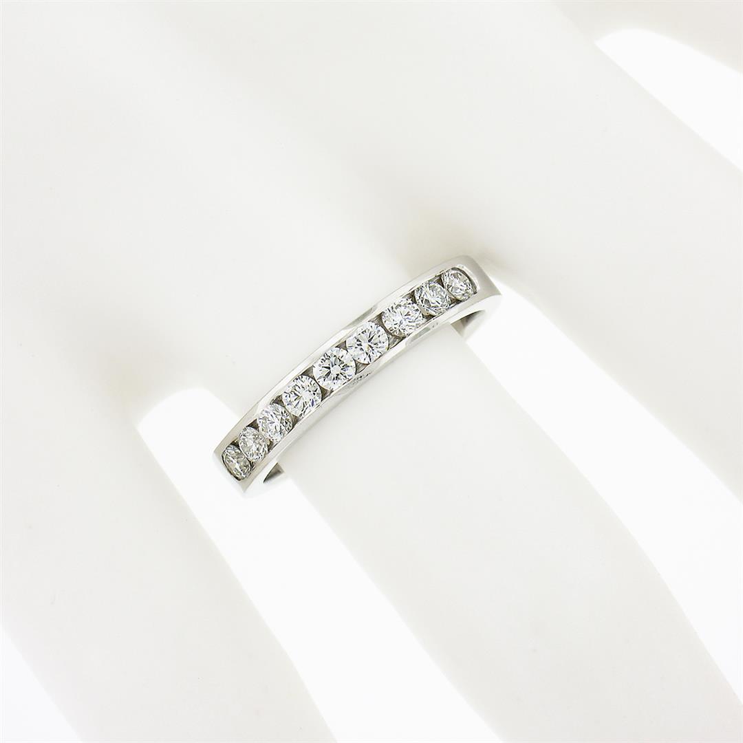 Classic 18k White Gold 0.54 ctw 9 Channel Set Round Diamond Wedding Band Ring