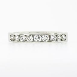 Classic 18k White Gold 0.54 ctw 9 Channel Set Round Diamond Wedding Band Ring