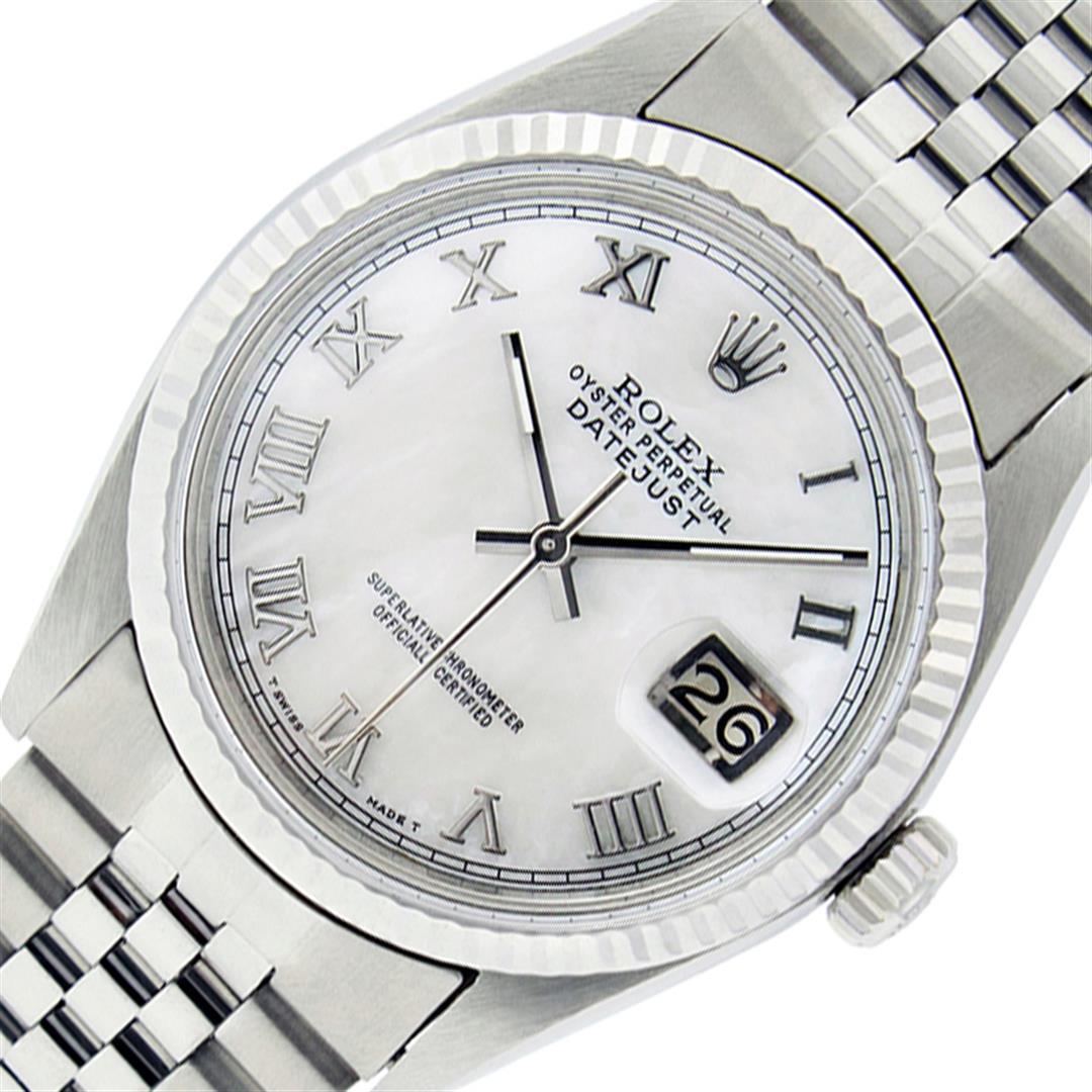 Rolex 36MM Stainless Steel White Roman Datejust Wristwatch