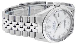 Rolex 36MM Stainless Steel White Roman Datejust Wristwatch