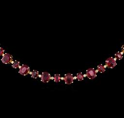 14KT Yellow Gold 44.89 ctw Ruby and Diamond Necklace