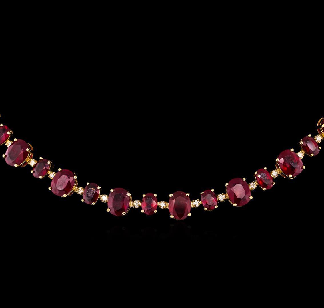 14KT Yellow Gold 44.89 ctw Ruby and Diamond Necklace