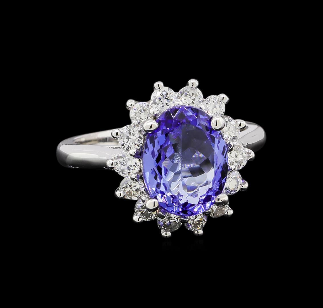 3.45 ctw Tanzanite and Diamond Ring - 14KT White Gold