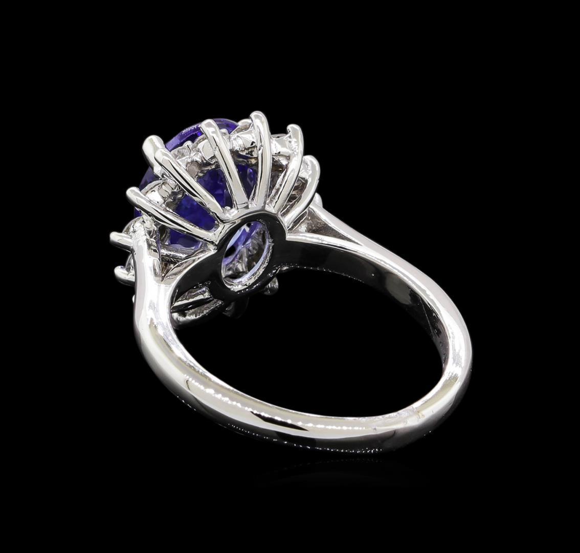 3.45 ctw Tanzanite and Diamond Ring - 14KT White Gold