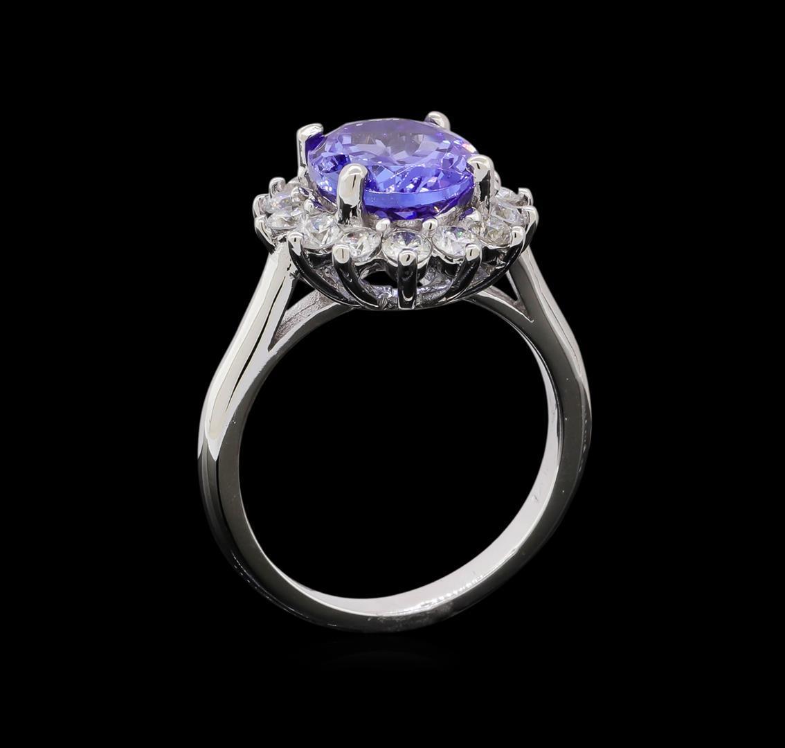 3.45 ctw Tanzanite and Diamond Ring - 14KT White Gold