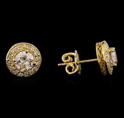 1.34 ctw Diamond Earrings - 14T Yellow Gold