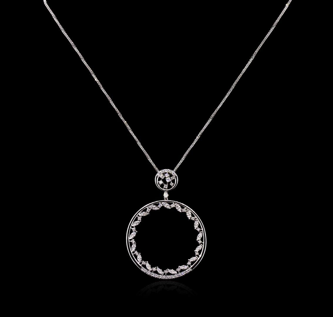 1.11 ctw Diamond Pendant With Chain - 14KT White Gold