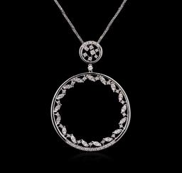 1.11 ctw Diamond Pendant With Chain - 14KT White Gold