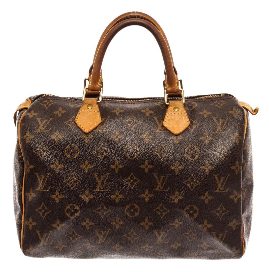 Louis Vuitton Brown Monogram Canvas Leather Speedy 30 Satchel Bag