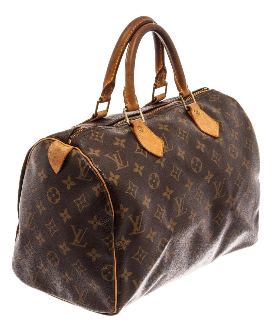 Louis Vuitton Brown Monogram Canvas Leather Speedy 30 Satchel Bag