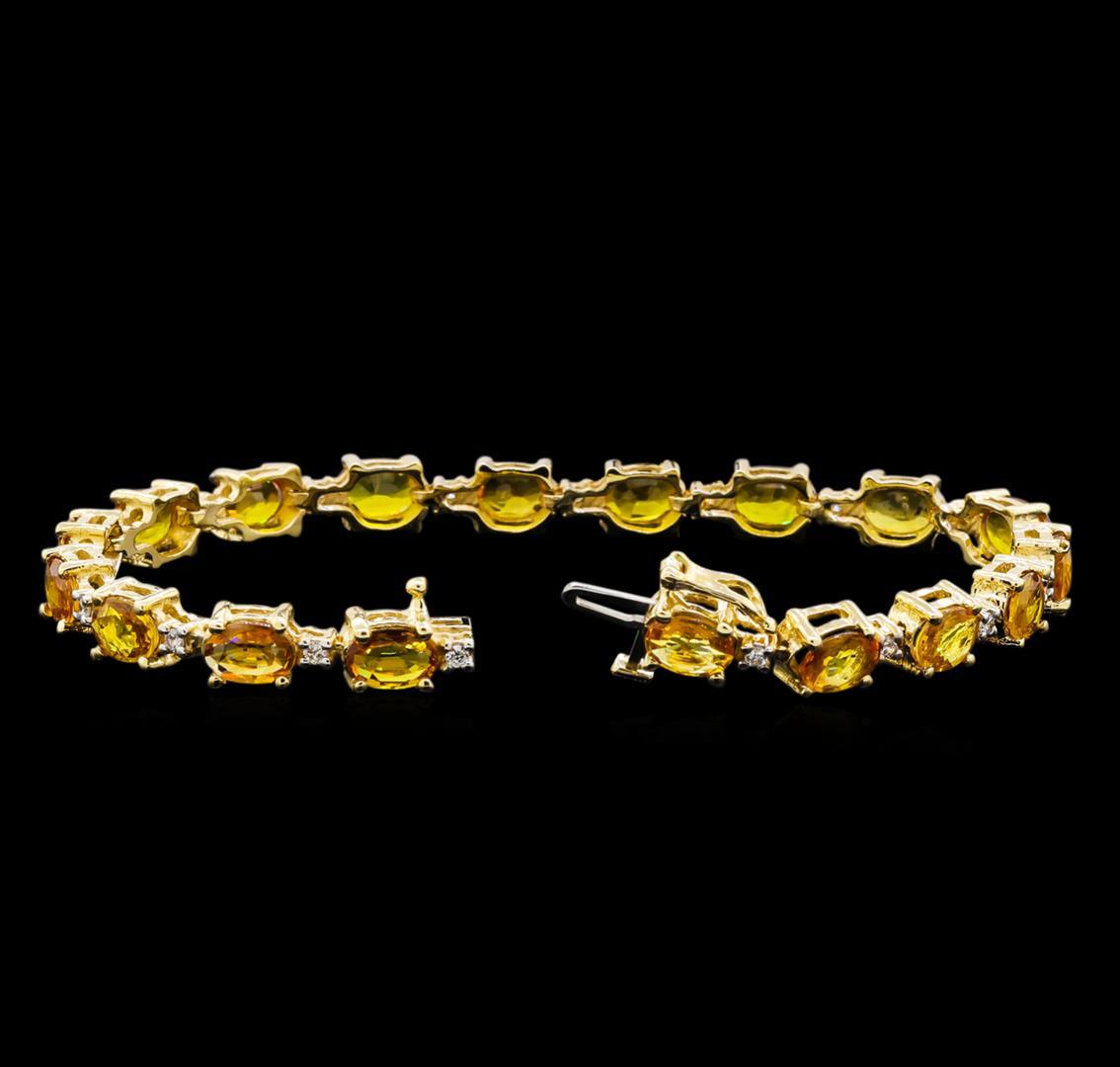 15.57 ctw Yellow Sapphire and Diamond Bracelet - 14KT Yellow Gold