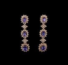 14KT Rose Gold 5.16 ctw Tanzanite and Diamond Earrings