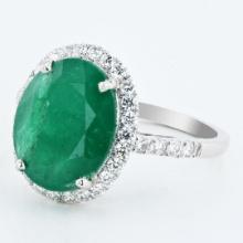 5.99 ctw Emerald and 0.68 ctw Diamond Platinum Ring